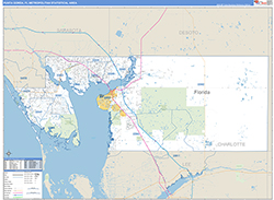 Punta Gorda Metro Area Wall Map Basic Style 2026